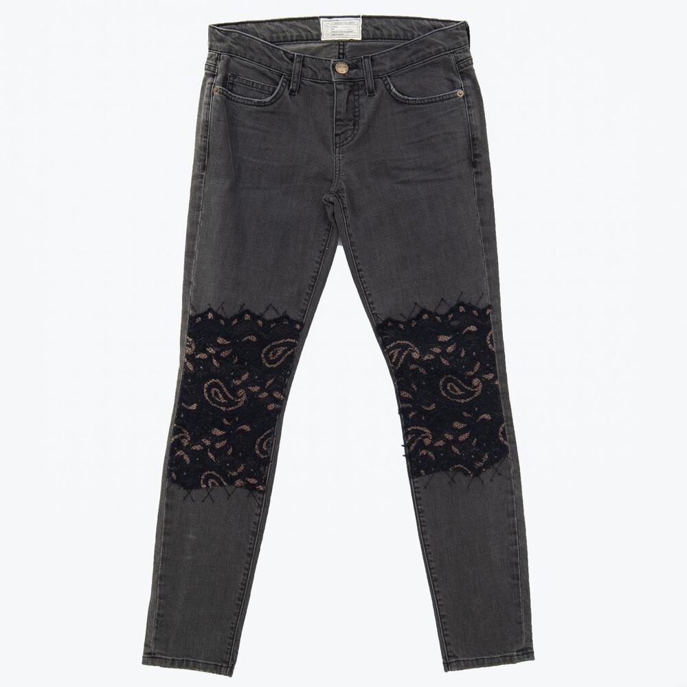 Current/Elliott Black Lace Detail Skinny Jeans Size 28